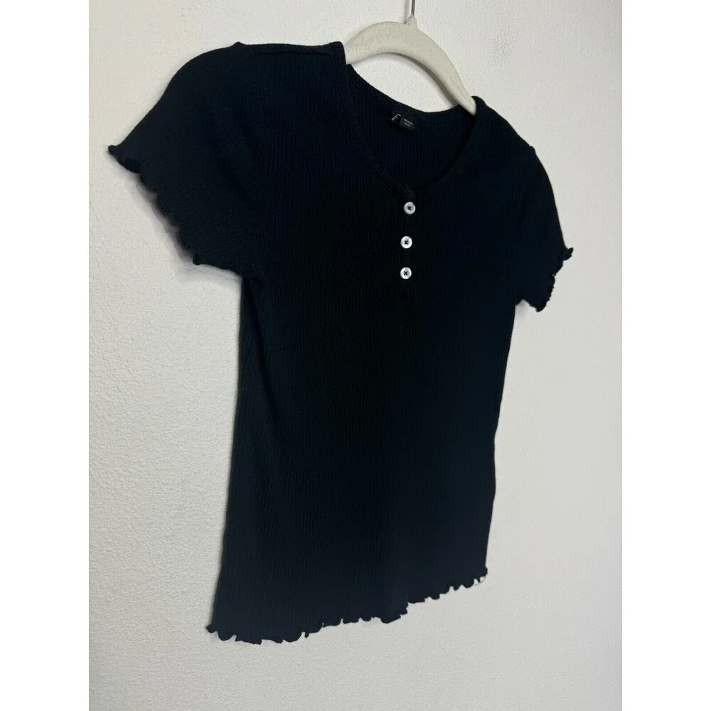 Art Class Ribbed Knit Tops 2 Pack Size L Black Pink Short Sleeve Cotton Blend